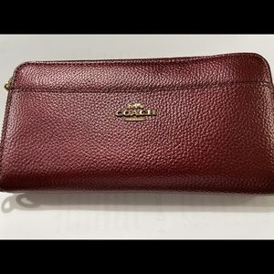 Coach Burgundy Metallic zip around full-size wallet